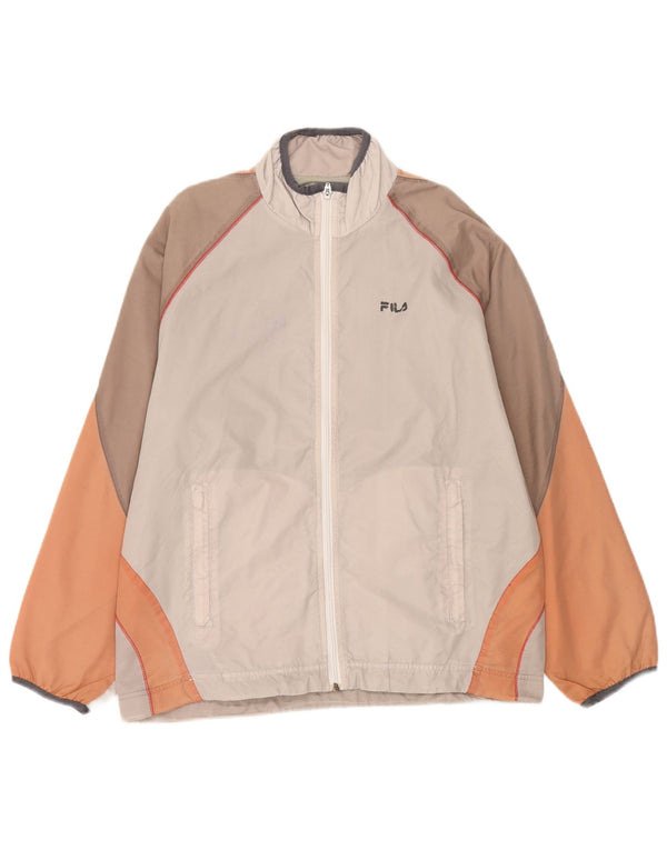 Fila Mens Tracksuit Top Jacket Small Beige Colourblock Polyamide
