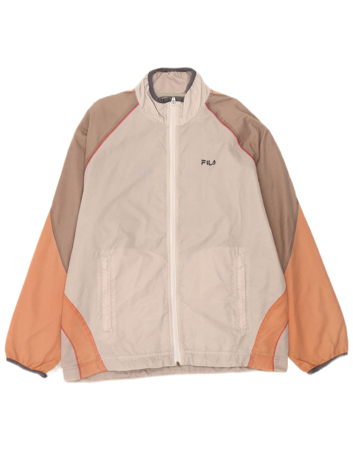 Fila Mens Tracksuit Top Jacket Small Beige Colourblock Polyamide