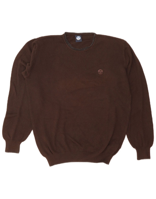 North Sails Mens Crew Neck Jumper Sweater Large Brown Cotton