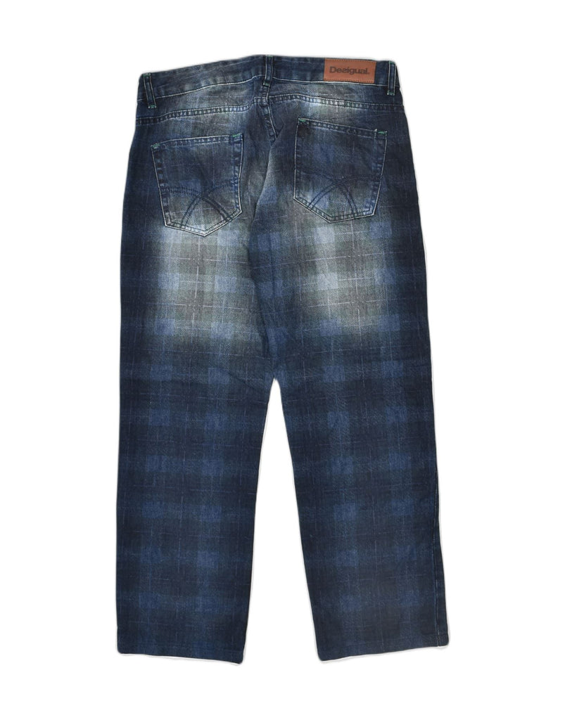 DESIGUAL Mens Straight Jeans W34 L27 Blue Check Cotton | Vintage | Thrift | Second-Hand | Used Clothing | Messina Hembry 