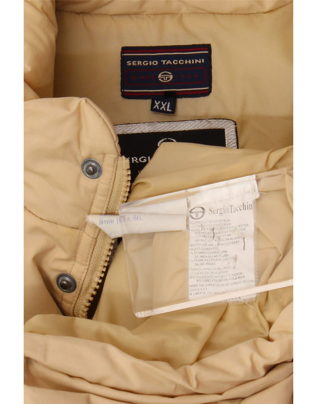 SERGIO TACCHINI Mens Padded Coat UK 44 2XL Beige Polyester
