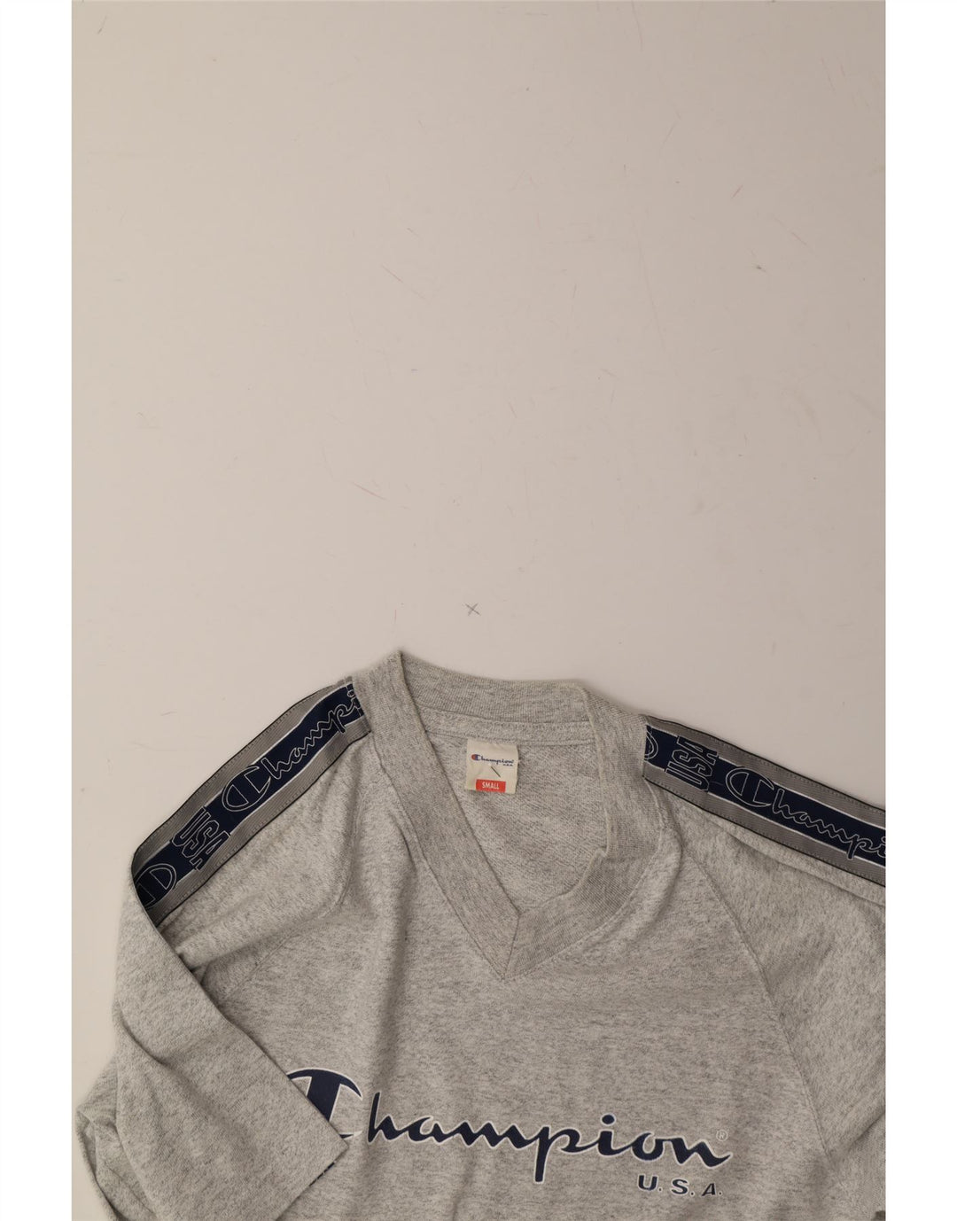 CHAMPION Mens Graphic T-Shirt Top Small Grey Colourblock Cotton Vintage Champion and Second-Hand Champion from Messina Hembry 
