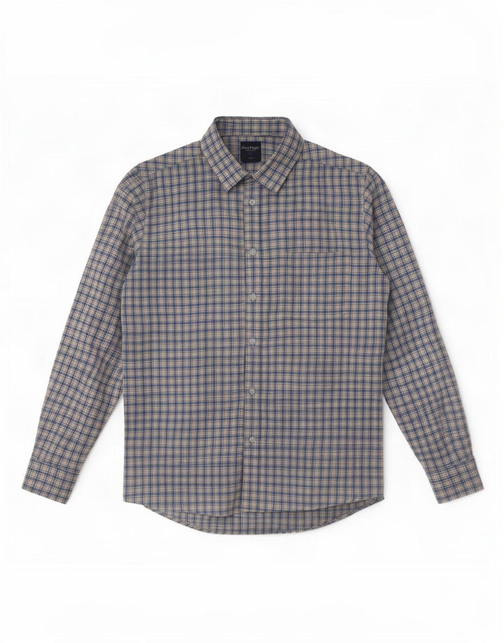 James Pringle Mens Flannel Shirt Medium Blue Check Polyester