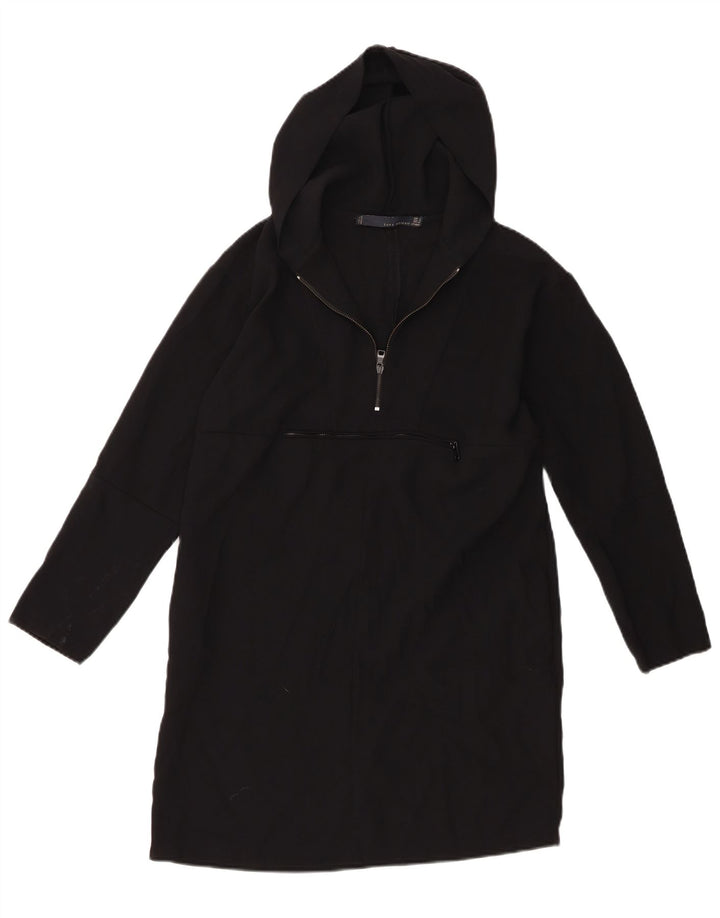 Zara Womens Pullover Hoodie Dress UK 10 Small Black Polyester
