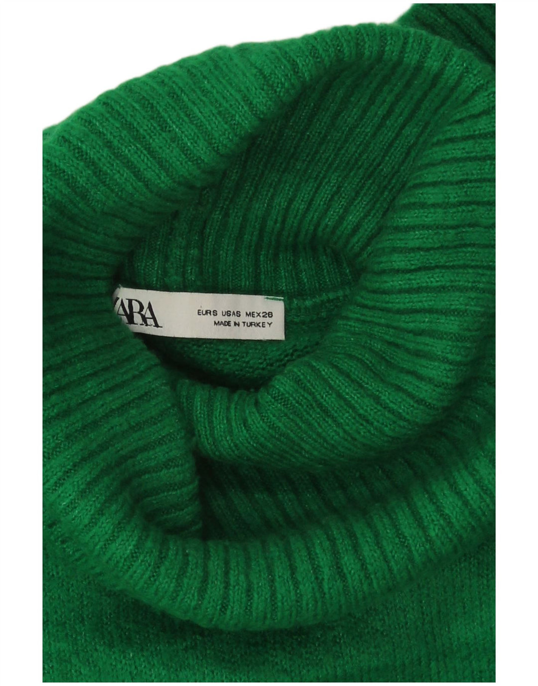 Zara Womens Crop Oversized Roll Neck Jumper Sweater UK 10 Small Green