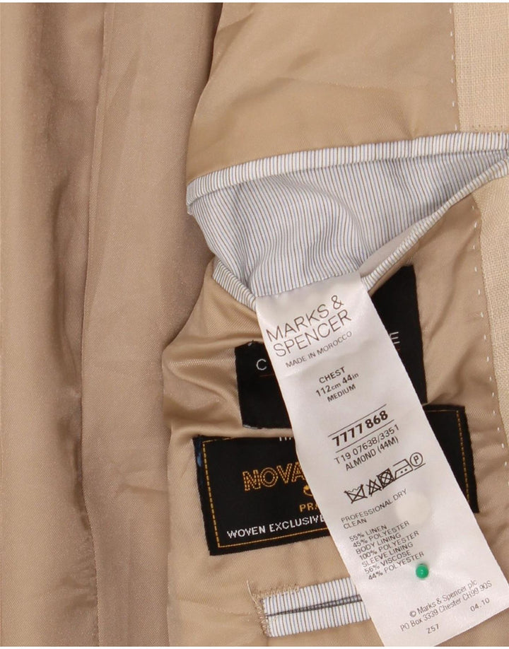 Marks & Spencer Mens 2 Button Blazer Jacket UK 44 XL Beige Linen