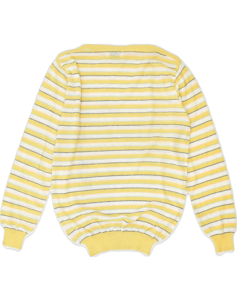 VINTAGE Womens Boat Neck Jumper Sweater UK 20 2XL Yellow Striped Cotton | Vintage | Thrift | Second-Hand | Used Clothing | Messina Hembry 