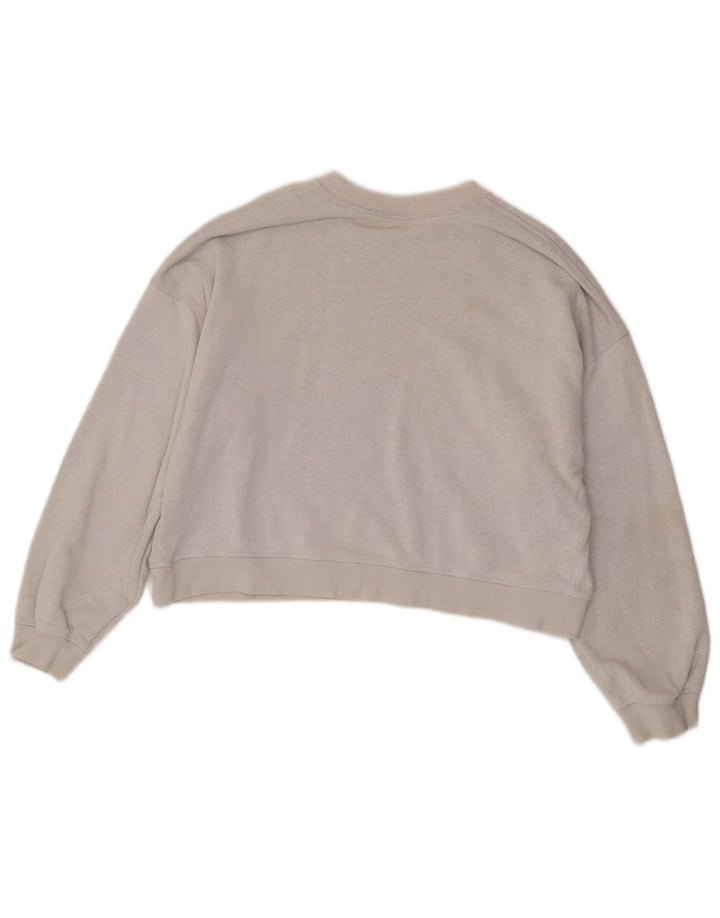Nike Womens Crop Oversized Sweatshirt Jumper UK 14 Medium Grey Cotton