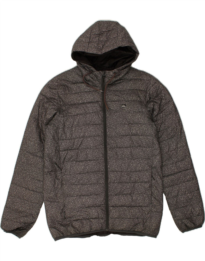 QUIKSILVER Mens Hooded Padded Jacket UK 36 Small Grey Polyester | Vintage Quiksilver | Thrift | Second-Hand Quiksilver | Used Clothing | Messina Hembry 