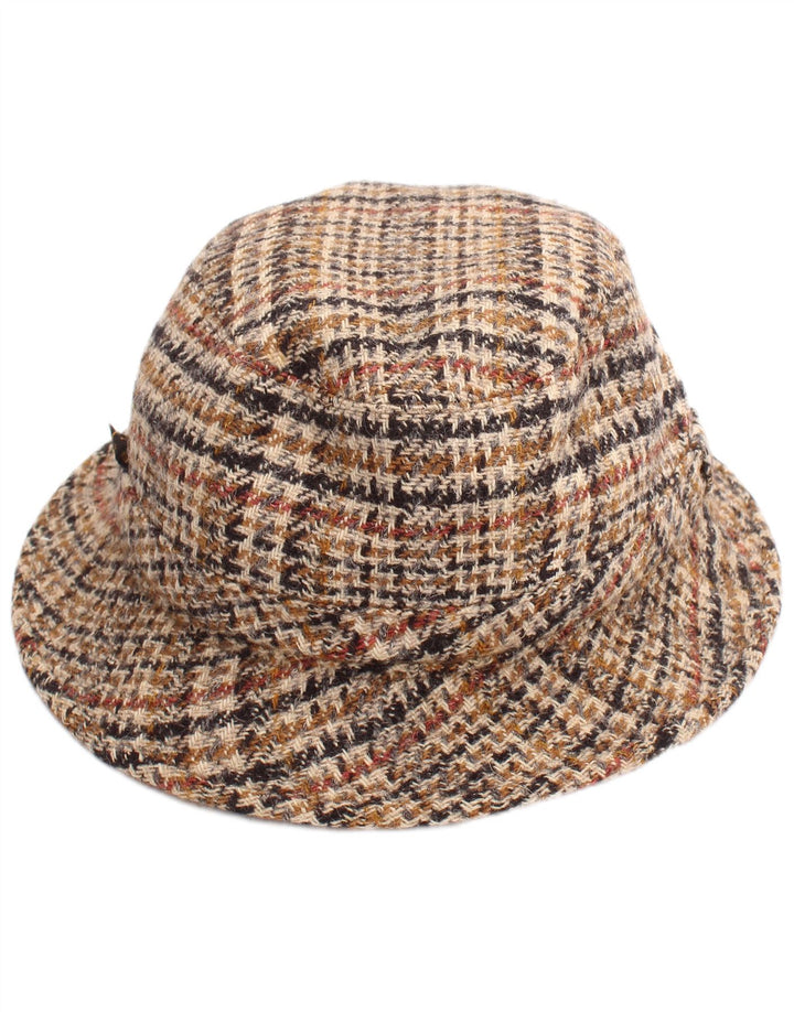 Vintage Mens Bucket Hat Large Beige Houndstooth Classic