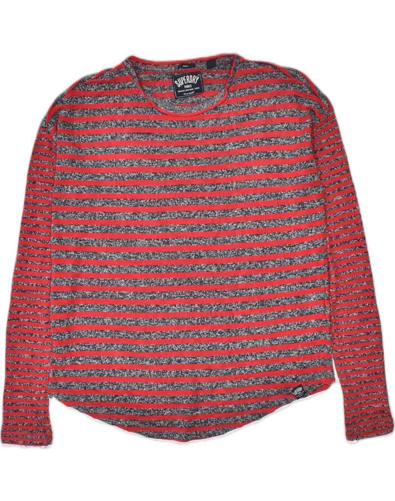 SUPERDRY Womens Paris Crew Neck Jumper Sweater UK 8 Small Red Striped | Vintage | Thrift | Second-Hand | Used Clothing | Messina Hembry 