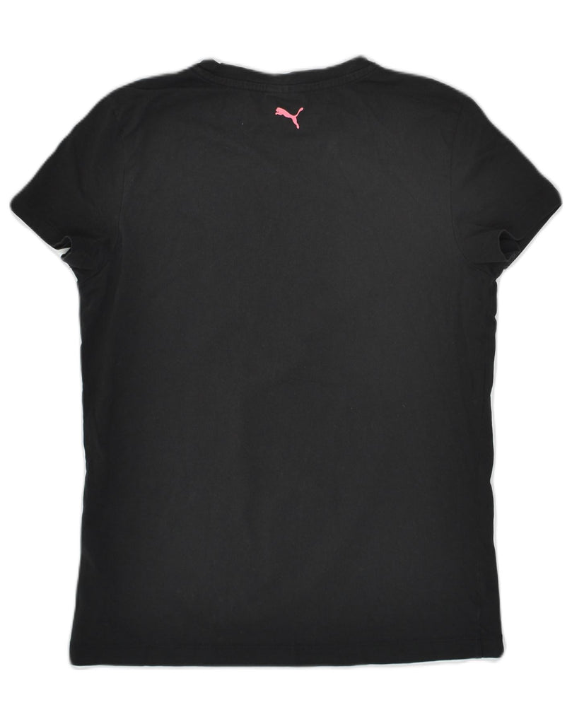 PUMA Womens Graphic T-Shirt Top UK 14 Medium Black Cotton | Vintage Puma | Thrift | Second-Hand Puma | Used Clothing | Messina Hembry 