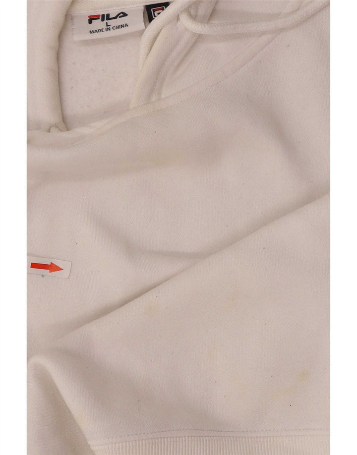 Fila Mens Hoodie Jumper Large White Cotton