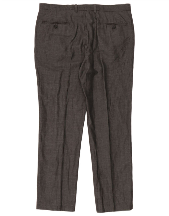 Marks & Spencer Mens Tailored Fit Straight Suit Trousers W36 L31 Grey Check