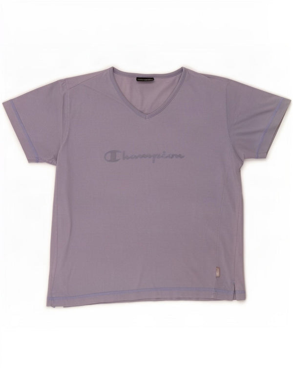Champion Womens Graphic T-Shirt Top UK 12 Medium Purple