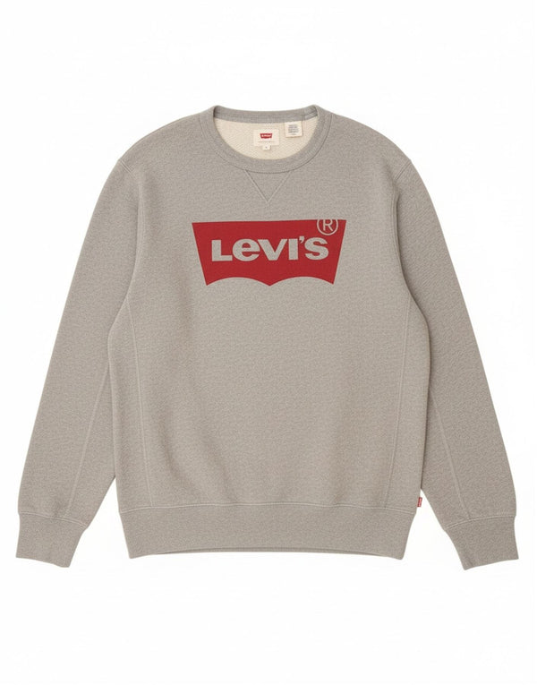 Levi's Mens Graphic Sweatshirt Jumper Small Grey Cotton