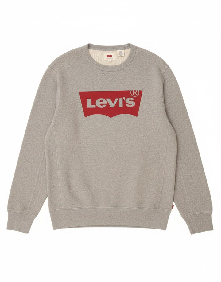 Levi's Mens Graphic Sweatshirt Jumper Small Grey Cotton