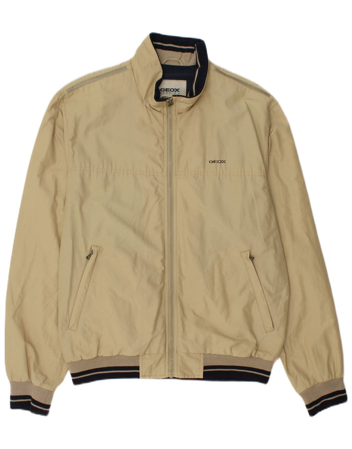 Geox Mens Bomber Jacket UK 40 Large Beige Cotton