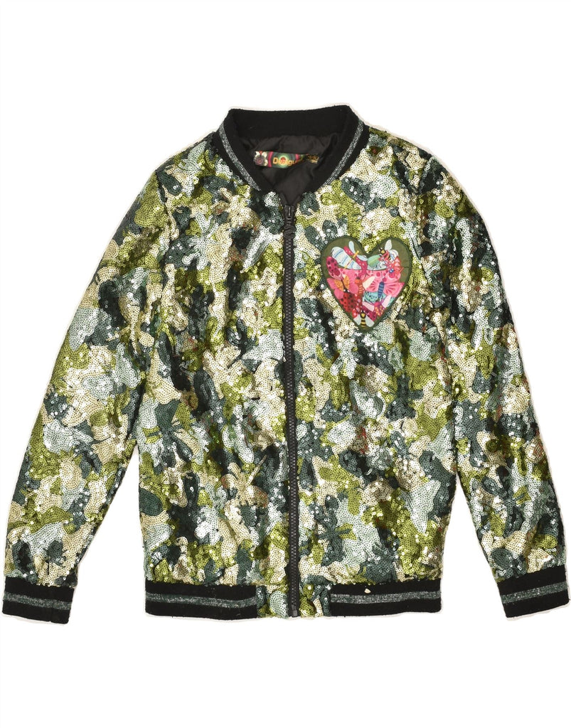 DESIGUAL Girls Abstract Pattern Bomber Jacket 9-10 Years Green Floral | Vintage Desigual | Thrift | Second-Hand Desigual | Used Clothing | Messina Hembry 