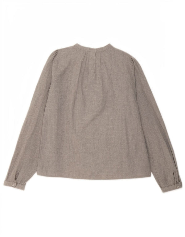 Zara Womens Long Sleeve Loose Fit Shirt Blouse UK 10 Small Grey Floral