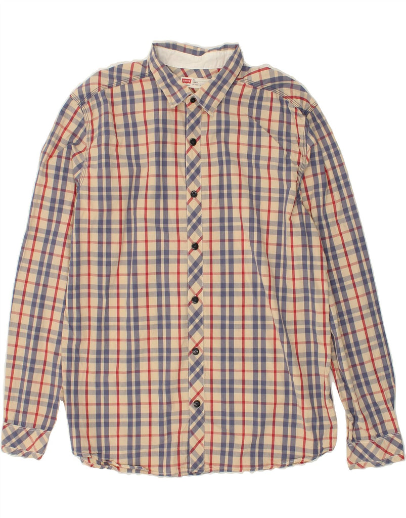 LEVI'S Mens Shirt 2XL Beige Check Cotton Vintage Levi's and Second-Hand Levi's from Messina Hembry 