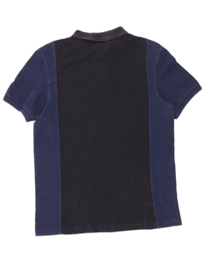 Fred Perry Mens Polo Shirt Large Navy Blue Colourblock Cotton
