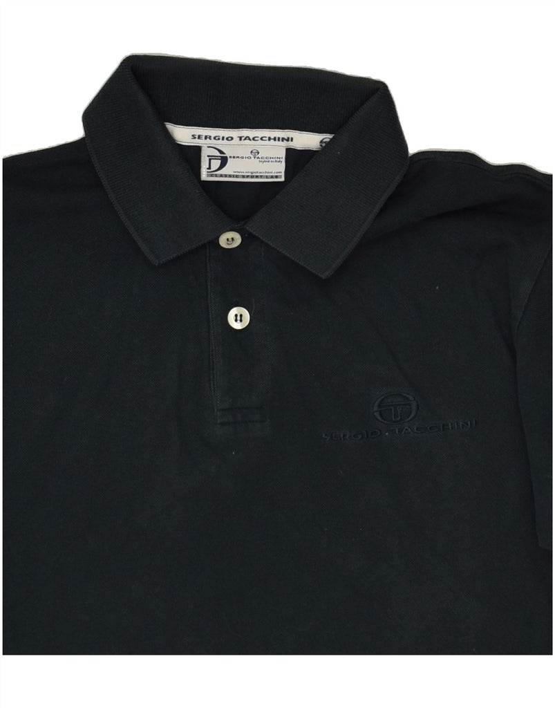 SERGIO TACCHINI Boys Polo Shirt 14-15 Years XL Navy Blue Cotton Vintage Sergio Tacchini and Second-Hand Sergio Tacchini from Messina Hembry 