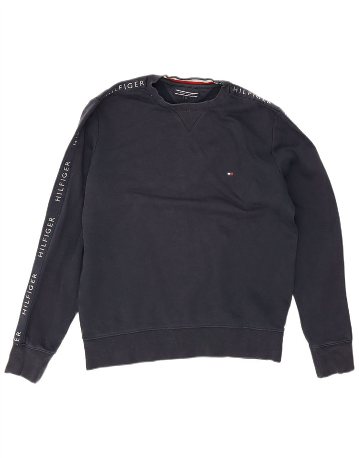 Tommy Hilfiger Mens Graphic Sweatshirt Jumper Medium Navy Blue Cotton