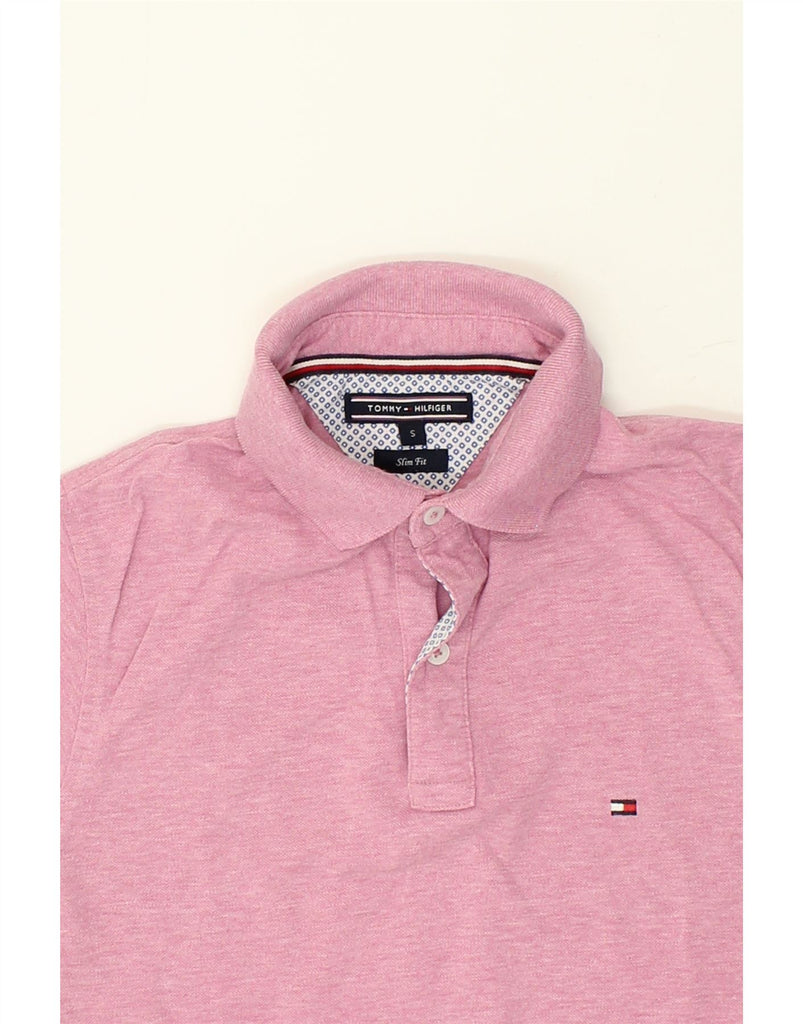 TOMMY HILFIGER Mens Slim Fit Polo Shirt Small Pink Cotton | Vintage Tommy Hilfiger | Thrift | Second-Hand Tommy Hilfiger | Used Clothing | Messina Hembry 