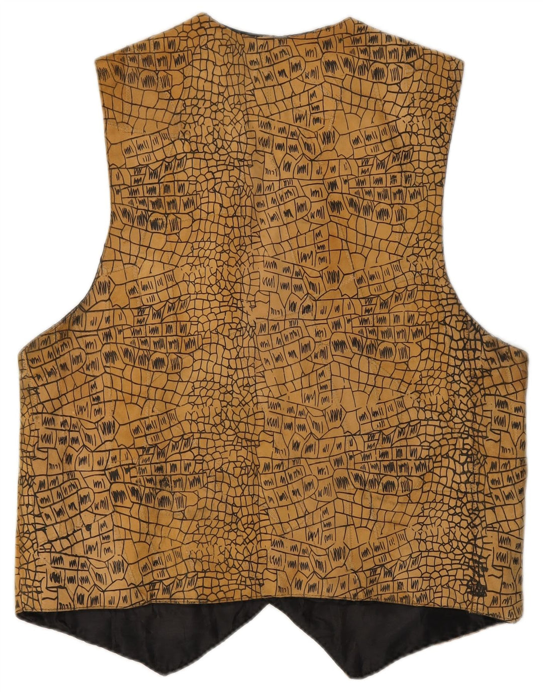 VINTAGE Mens Waistcoat Small Beige Animal Print