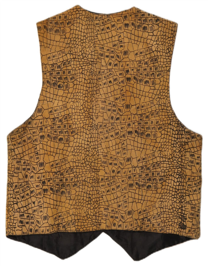 VINTAGE Mens Waistcoat Small Beige Animal Print
