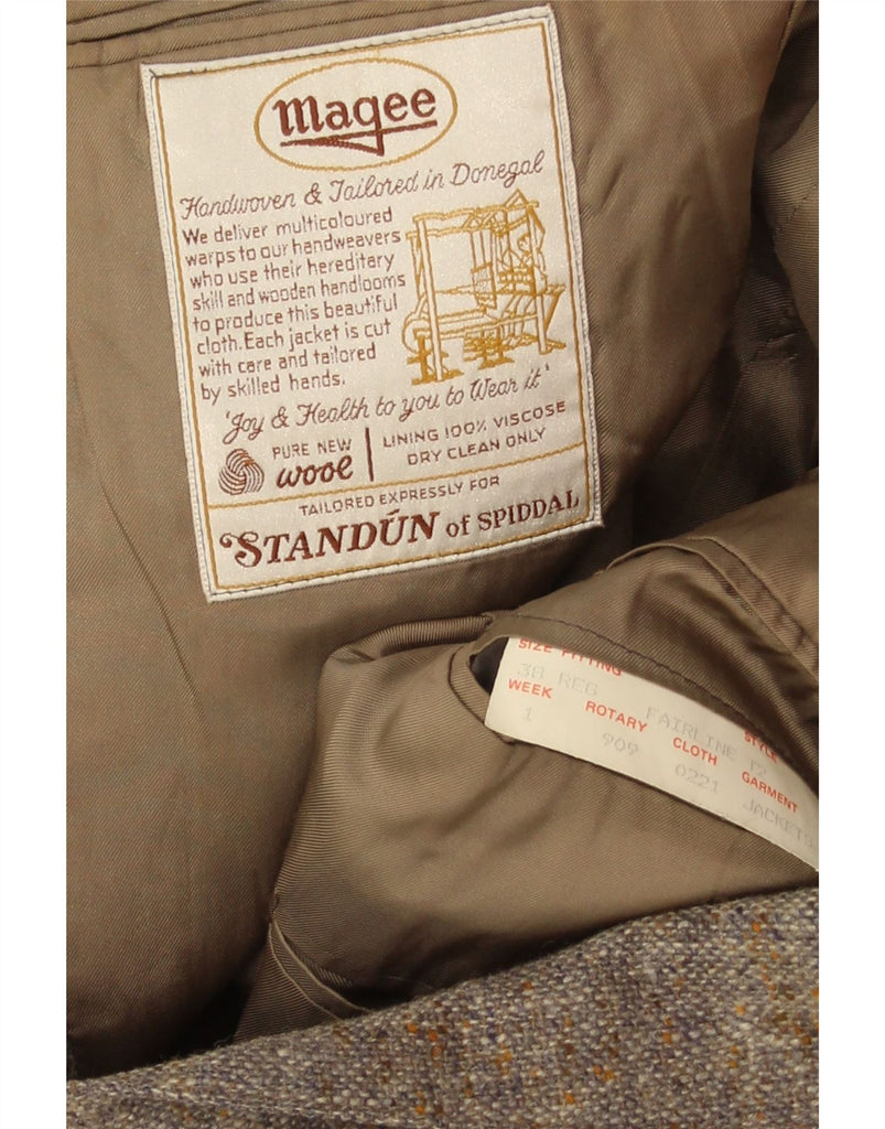 MAGEE Mens 2 Button Blazer Jacket UK 38 Medium Brown New Wool Vintage Magee and Second-Hand Magee from Messina Hembry 
