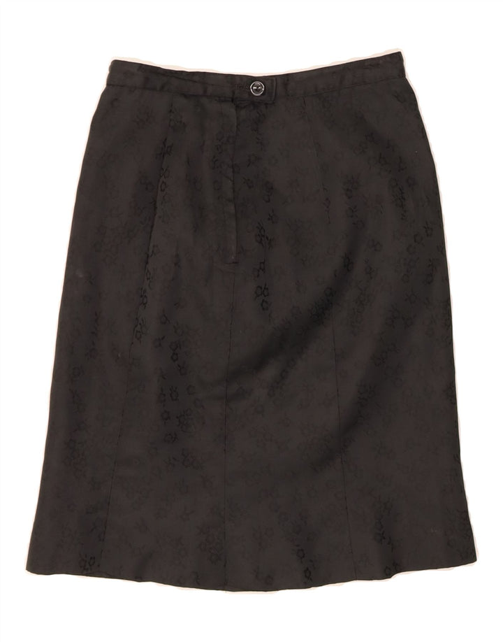 VINTAGE Womens A-Line Skirt W26 Small  Black Floral Vintage Vintage and Second-Hand Vintage from Messina Hembry 