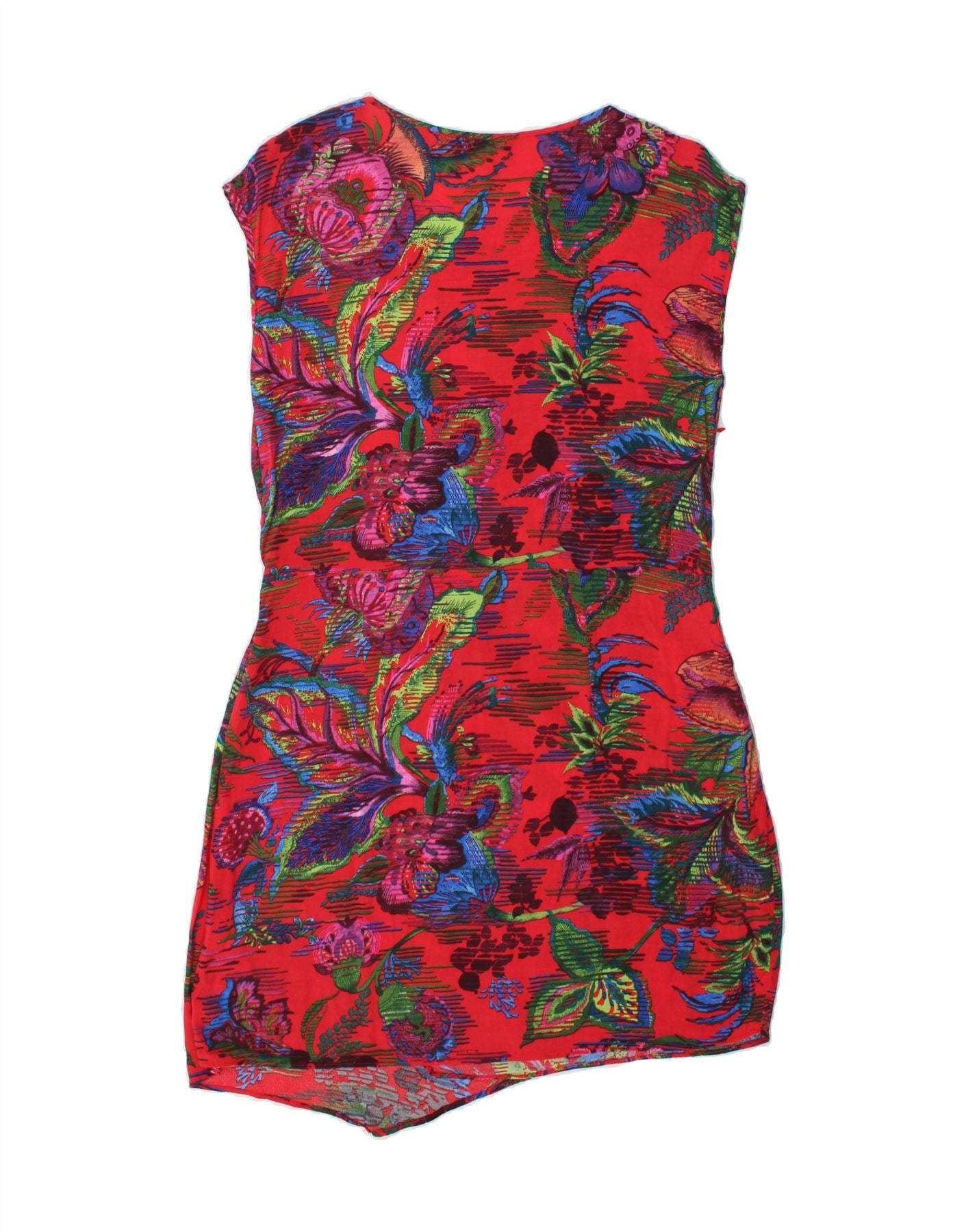 DESIGUAL Womens Sleeveless Sundress EU 44 XL Red Floral Viscose