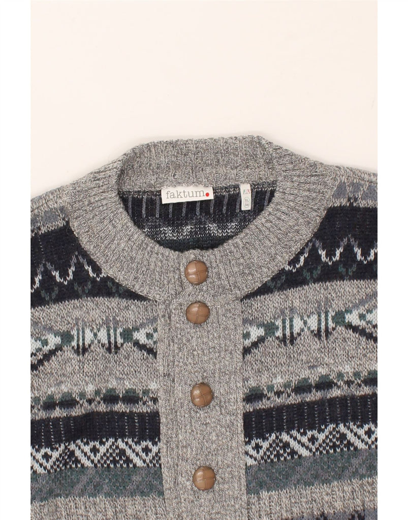 VINTAGE Mens Cardigan Sweater IT 54 XL Grey Fair Isle Acrylic | Vintage Vintage | Thrift | Second-Hand Vintage | Used Clothing | Messina Hembry 