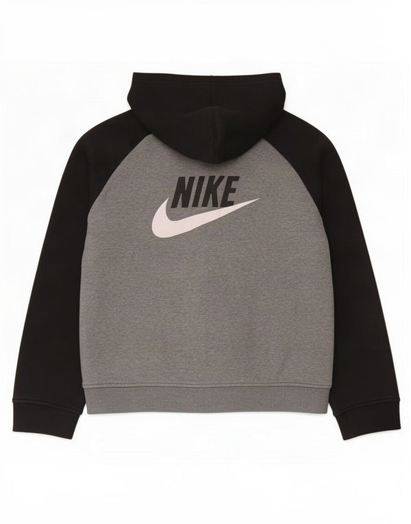 Nike Boys Graphic Zip Hoodie Sweater 10-11 Years Medium Grey Colourblock
