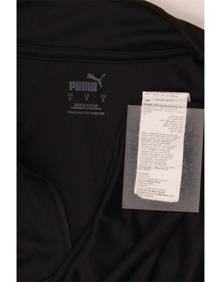 Puma Mens Lombardia Uno Graphic Zip Neck Pullover Tracksuit Top Small Black