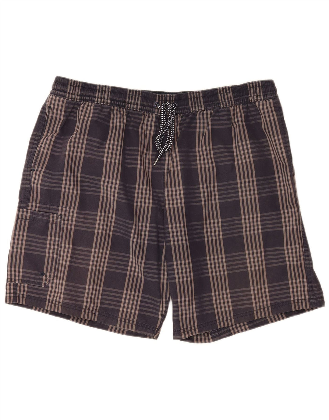 Marks & Spencer Mens Cargo Swimming Shorts 2XL  Navy Blue Check Cotton