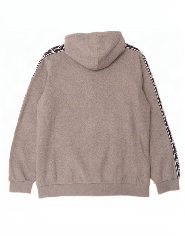 Umbro Mens Graphic Zip Hoodie Sweater 2XL Grey Colourblock Cotton