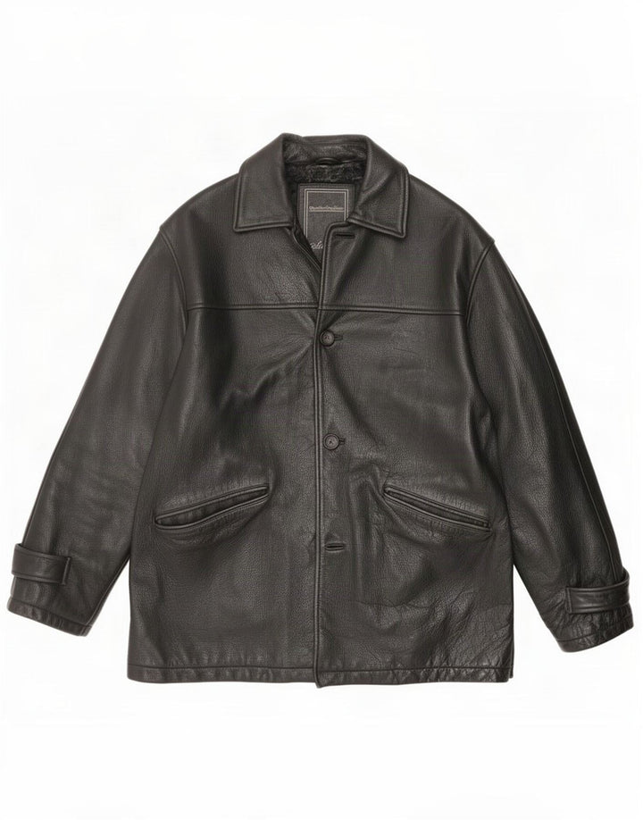 Angelo Litrico Mens Leather Jacket XL Black Classic