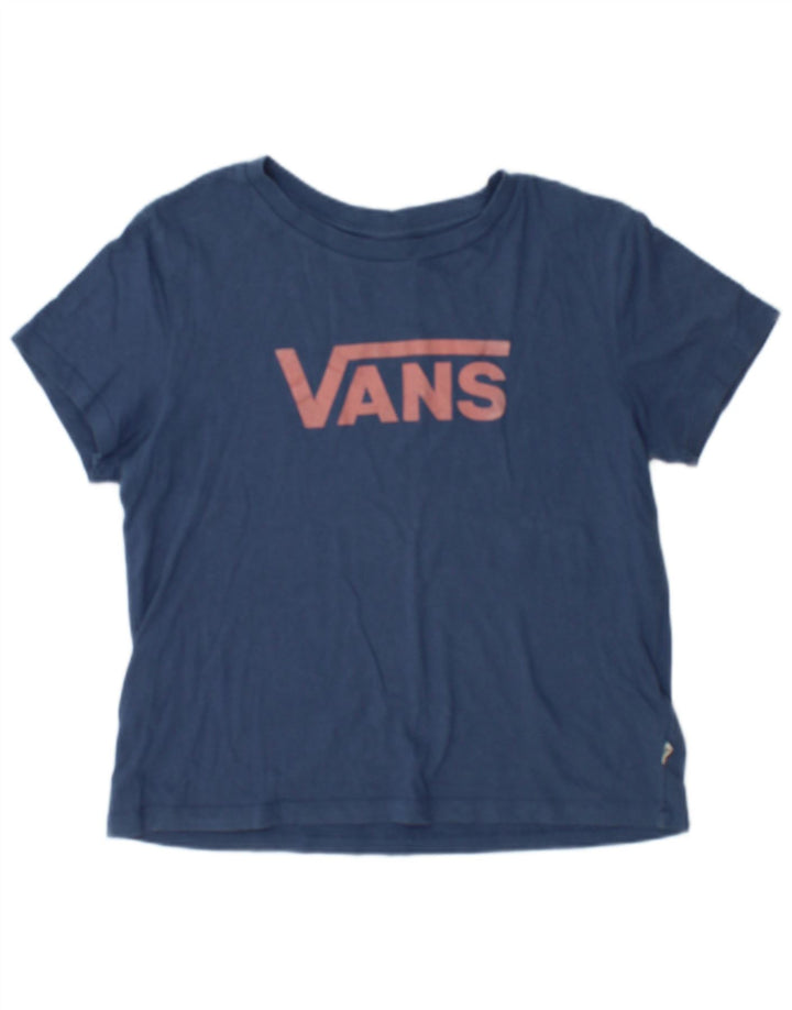 Vans Womens Graphic T-Shirt Top UK 14 Medium Navy Blue Cotton
