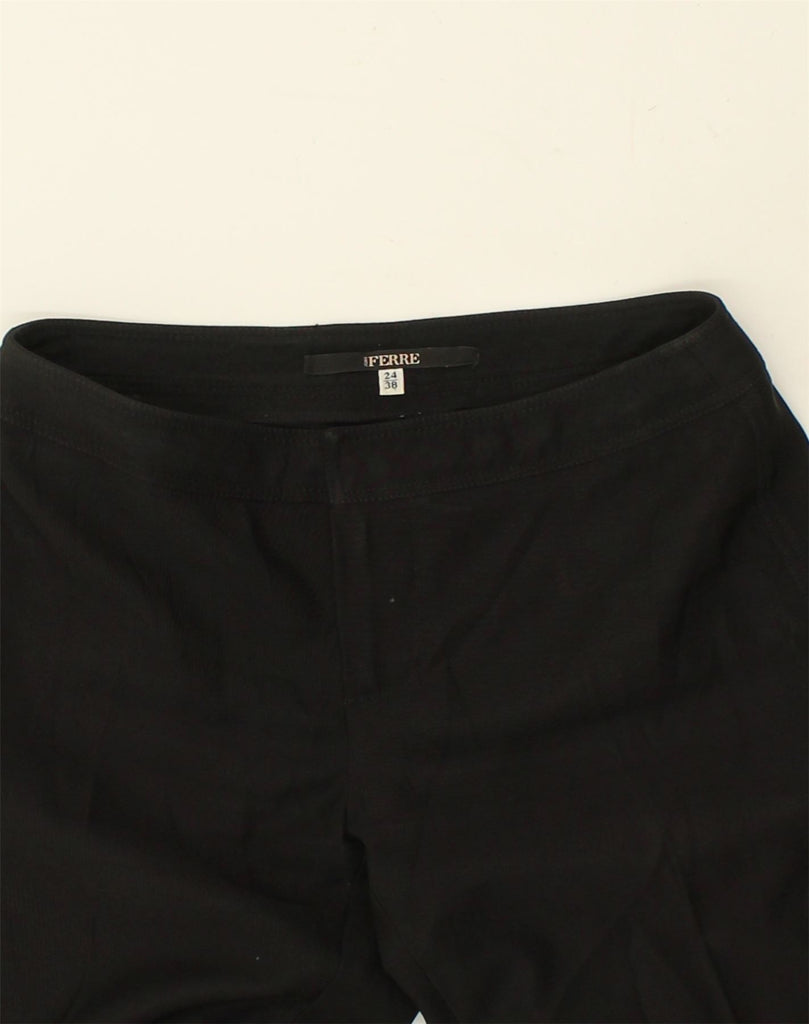 FERRE Womens Straight Casual Trousers IT 38 XS W24 L31 Black | Vintage Ferre | Thrift | Second-Hand Ferre | Used Clothing | Messina Hembry 