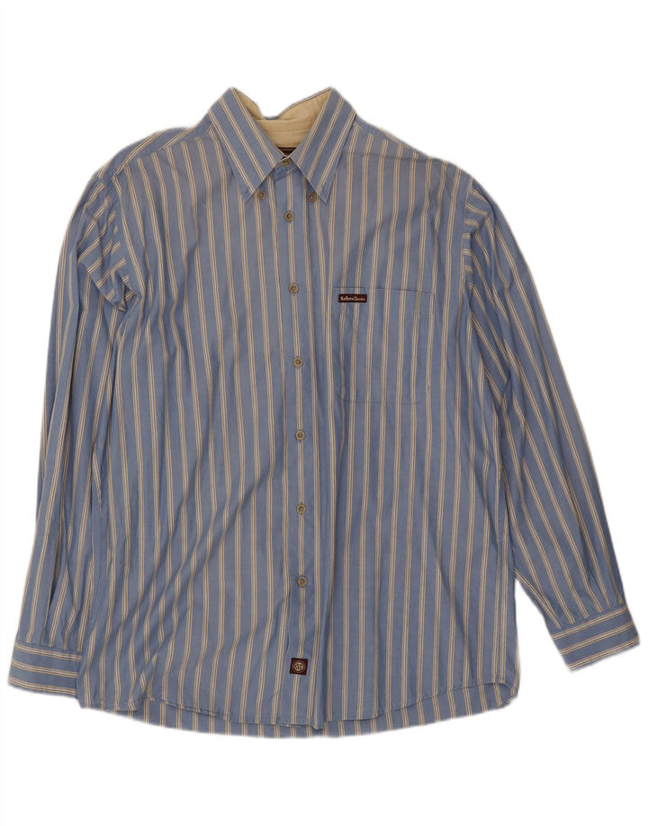 Marlboro Classics Mens Shirt Large Blue Striped Cotton