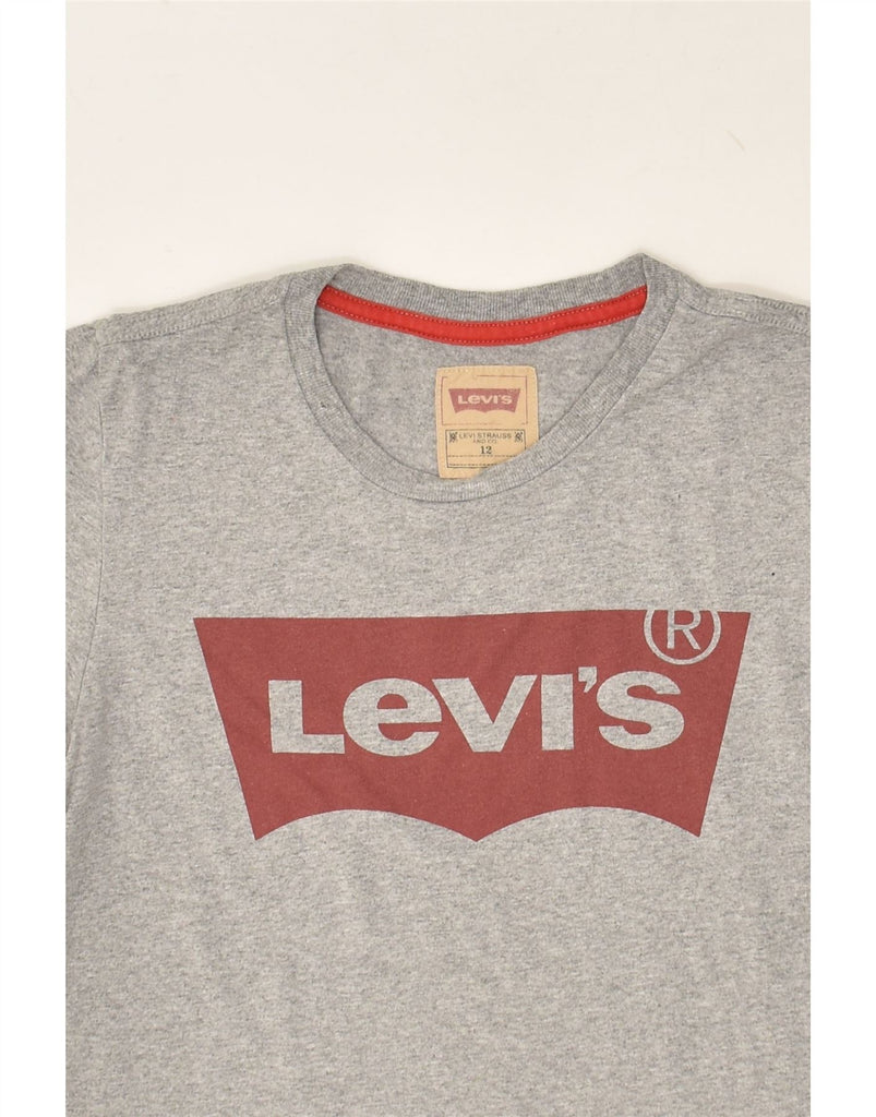 LEVI'S Boys Graphic T-Shirt Top 11-12 Years Grey Flecked Cotton | Vintage Levi's | Thrift | Second-Hand Levi's | Used Clothing | Messina Hembry 