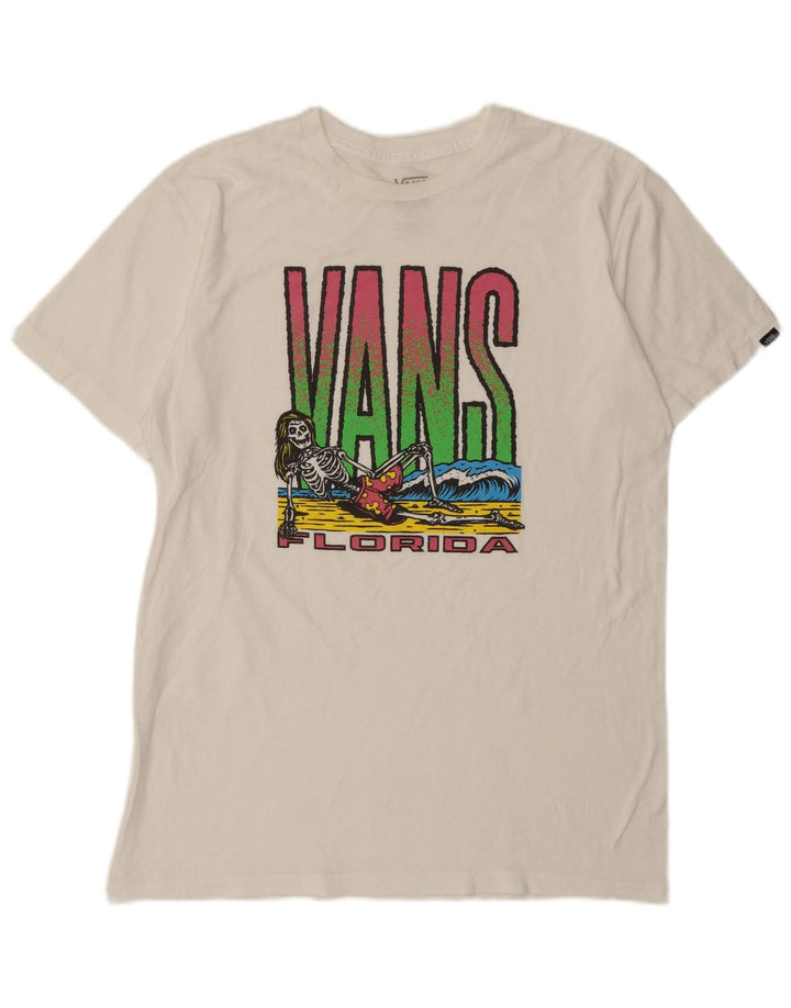Vans Mens Classic Fit Graphic T-Shirt Top Medium White Cotton