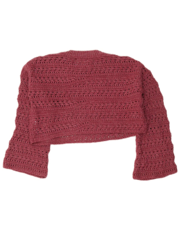 Zara Girls Crop Crew Neck Jumper Sweater 11-12 Years Pink Polyamide