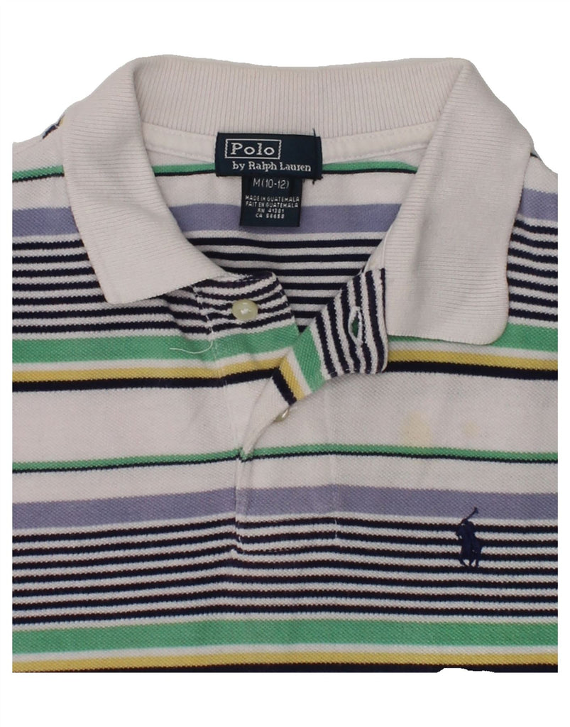 POLO RALPH LAUREN Boys Polo Shirt 10-11 Years Medium Grey Striped Cotton | Vintage Polo Ralph Lauren | Thrift | Second-Hand Polo Ralph Lauren | Used Clothing | Messina Hembry 