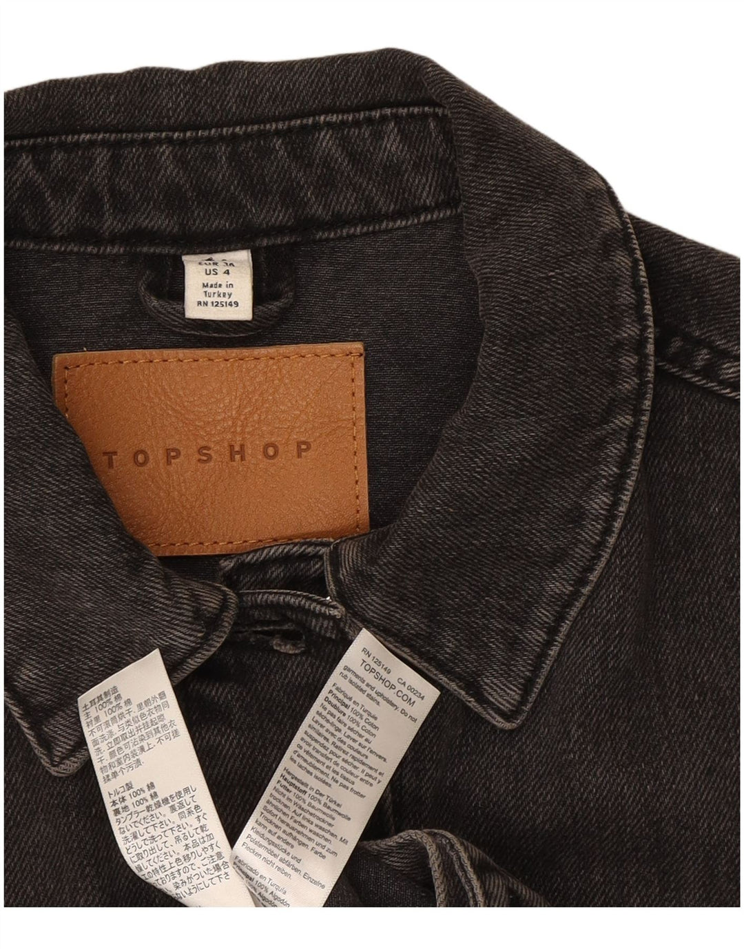 Topshop Womens Oversized Denim Jacket UK 8 Small  Grey Cotton