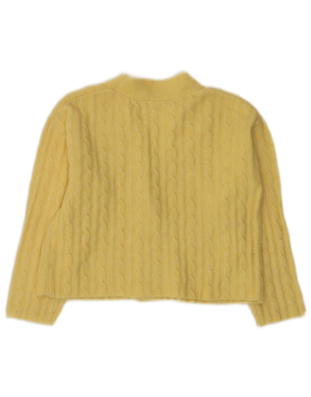 Zara Girls Crop Cardigan Sweater 8-9 Years Yellow Polyester