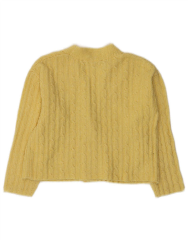 Zara Girls Crop Cardigan Sweater 8-9 Years Yellow Polyester
